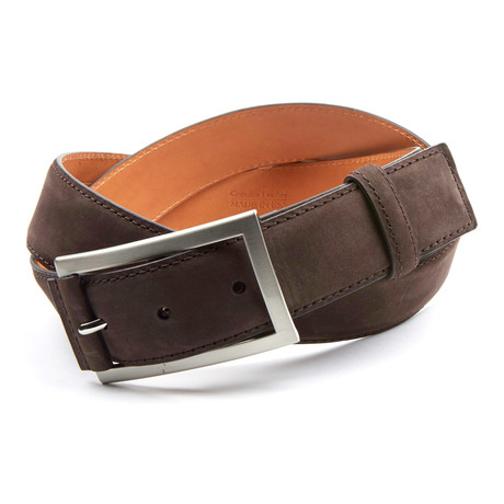 Nubuck Italian Leather Belt // Brown
