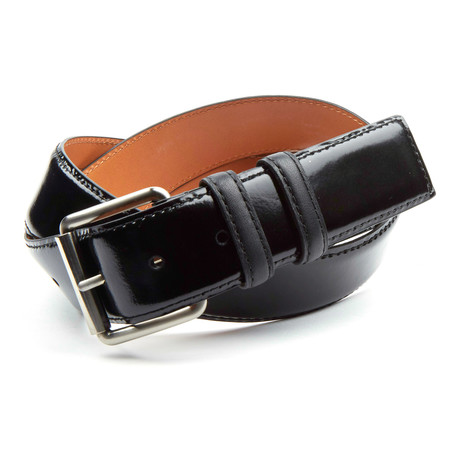 Genuine Mirrored Italian Leather Jean Belt // Black
