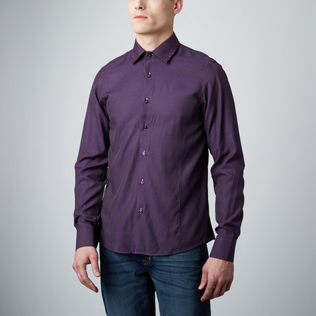 Dot Texture Button-Up Shirt // Purple