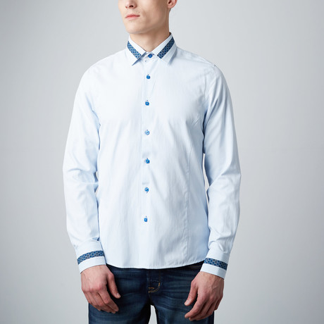 Crosshatch Texture Button-Up Dress Shirt // Blue