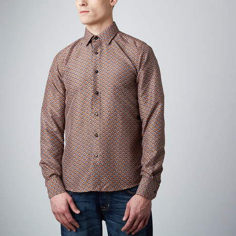Retro Paisley Button-Up Dress Shirt // Rust