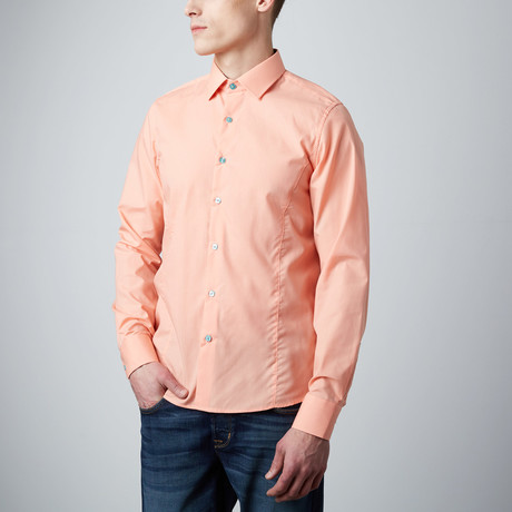 Classic Button-Up Dress Shirt // Peach