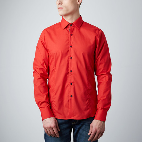 Classic Button-Up Dress Shirt // Red