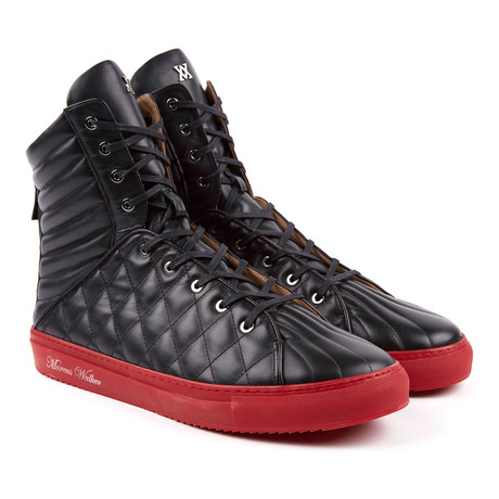Fabrizio Hi-Top Sneaker // Black + Red