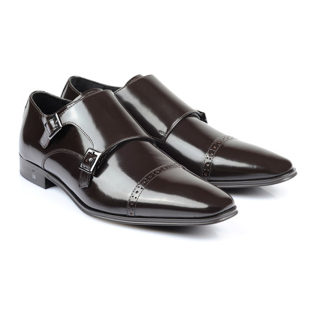 Double Monk Strap Cap Toe Loafer // Brown