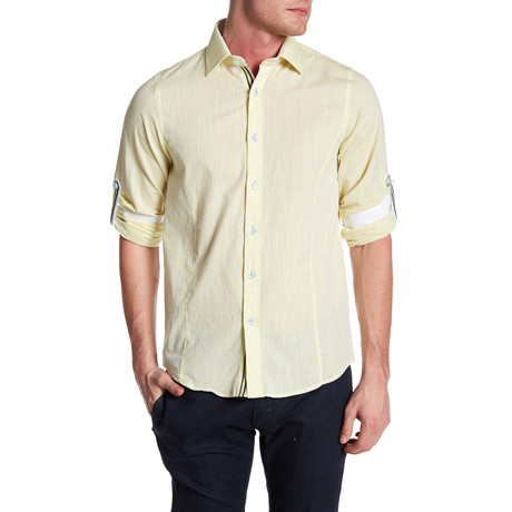 Classic Roll Up Linen Shirt // Yellow