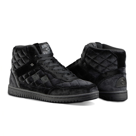 Quilts Velvet Mid Sneaker // Black + Charcoal