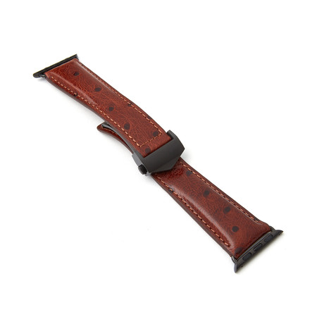 Ostrich Embossed Apple Watch Strap // Brown