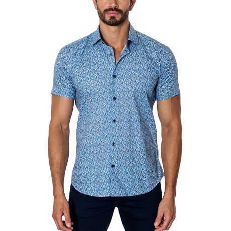 Short-Sleeve Woven Button-Up // Blue