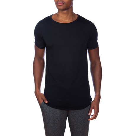 Super Soft Relaxed Neck Short-Sleeve Lounge Tee // Black