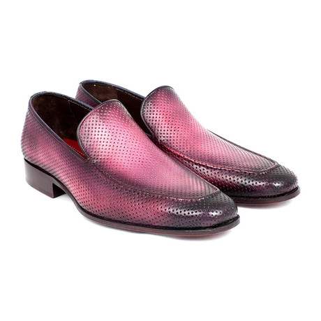 Perforated Leather Loafers // Purple
