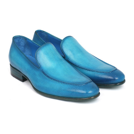 Perforated Leather Loafers // Turquoise