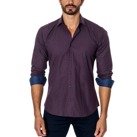 Long-Sleeve Button-Up // Navy + Red