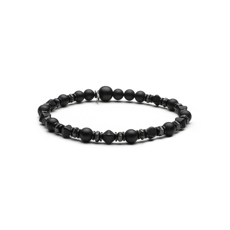 Black Czech Glass Bead Bracelet // Black Onyx Sequence