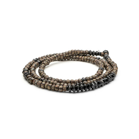 Triple Wrap Czech Glass Bracelet // Brown