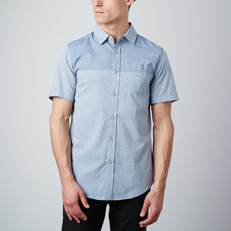 Intermix Woven Short-Sleeve Shirt // Blue