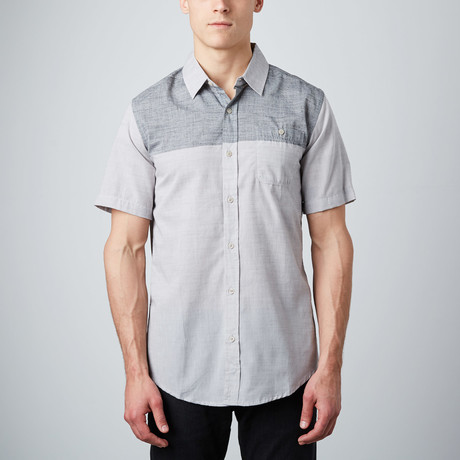 Intermix Woven Short-Sleeve Shirt // Grey