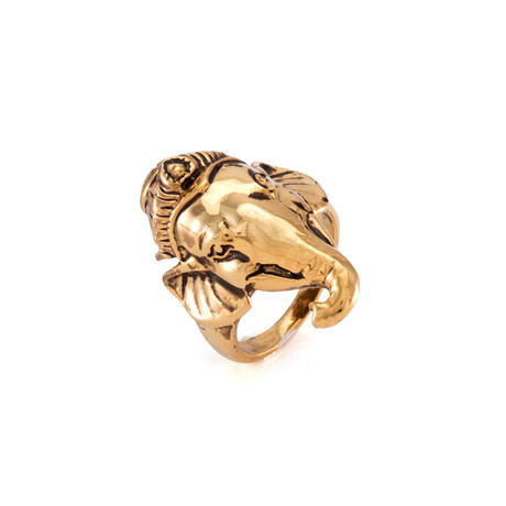 14K Vintage Gold-Plated Elephant Ring