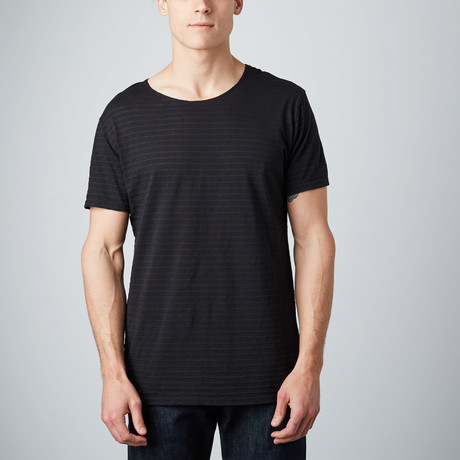 Stripe Scoopneck Shirt // Black Reactive