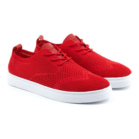 Venice Knitted Sneaker // Red + White