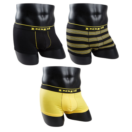 Stripe + Solid Brazilian Trunk // Black + Yellow + Black // Pack of 3