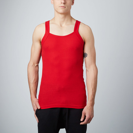 Square Neck Tank // Black + Royal + Red // Pack of 3