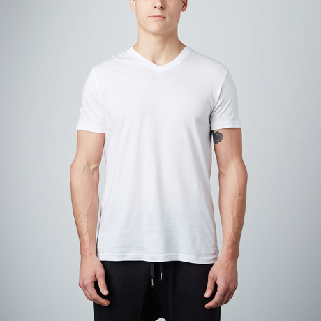 Fitted V-Neck T-Shirt // White // Pack of 3