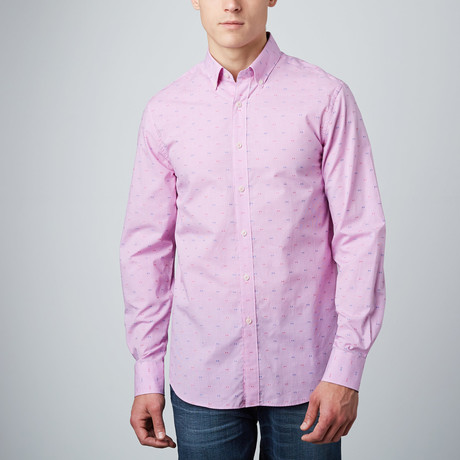 Woven Button-Down Collar Shirt // Pink