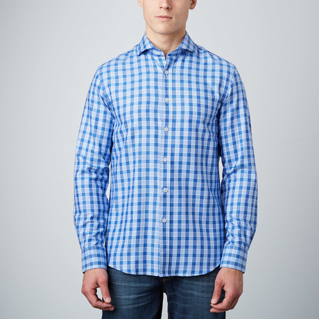 Cutaway Collar Button-Up Shirt // Blue + Navy