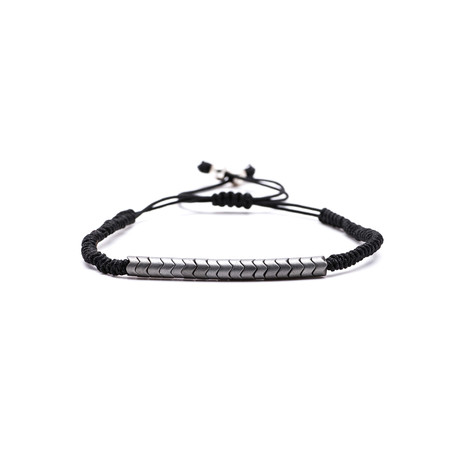 Arrows Cord Bracelet // Silver + Black
