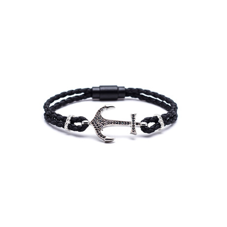 Anchor Cord Bracelet // Silver