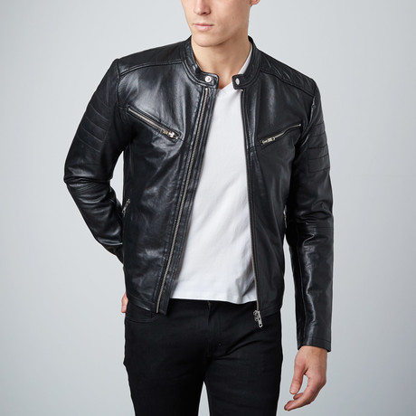 Classic Zip Leather Jacket // Black