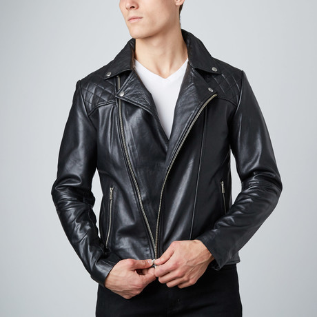 Asymmetrical Leather Jacket // Black