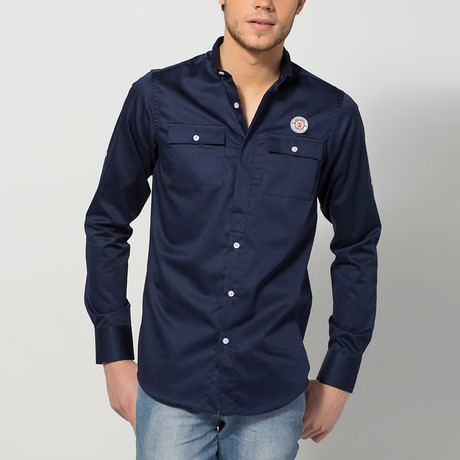 Andre Long-Sleeve Shirt // Navy Blue