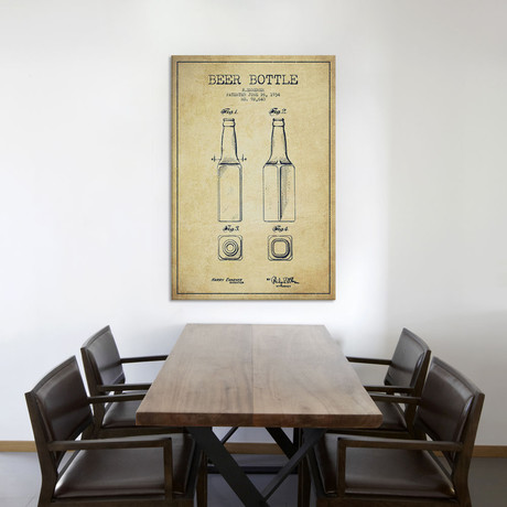 Beer Bottle Vintage Patent Blueprint