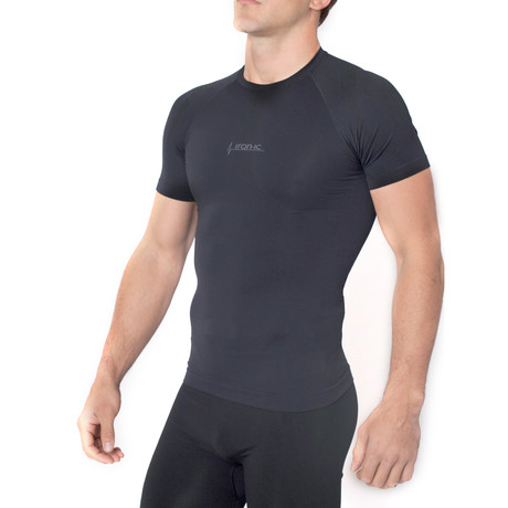 Iron-ic // Short-Sleeve Athletic Shirt // Black