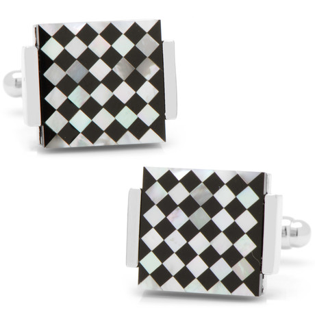 Floating Onyx + Mother of Pearl Checkered Cufflinks