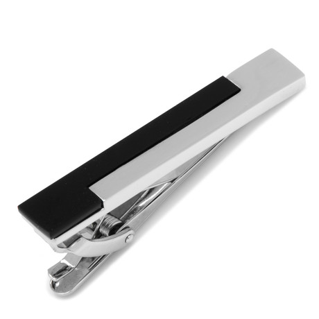 Silver + Onyx Stairstep Tie Clip