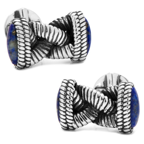 Braided Lapis Rope Cufflinks // Onyx + Mop