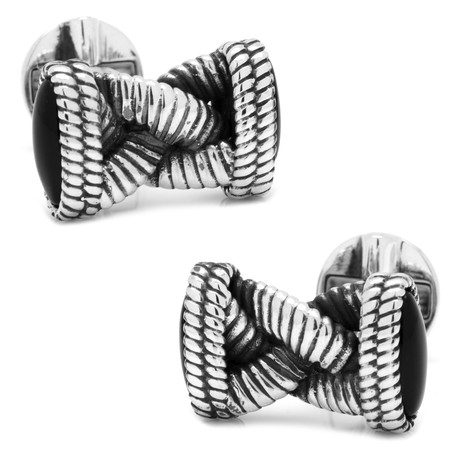 Braided Onyx Rope Cufflinks // MOP + Lapis