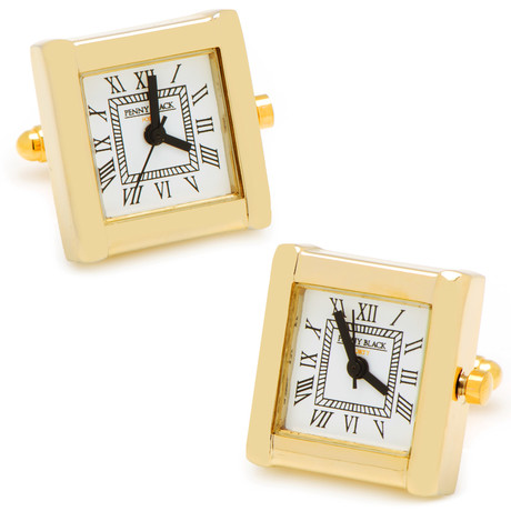 Gold Stainless Steel Square Watch Cufflinks