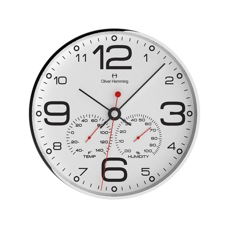 Chrome Weather Station Wall Clock // White