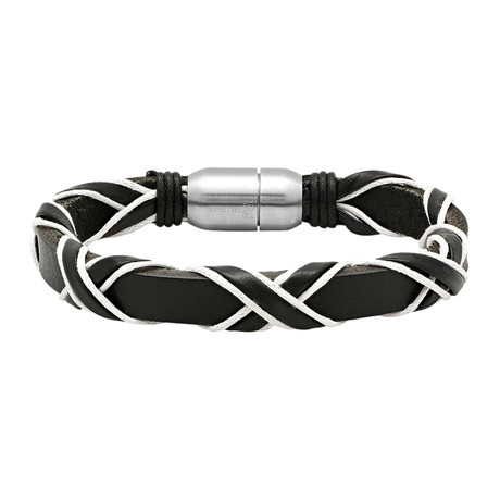 Rope Leather Bracelet // Black + White