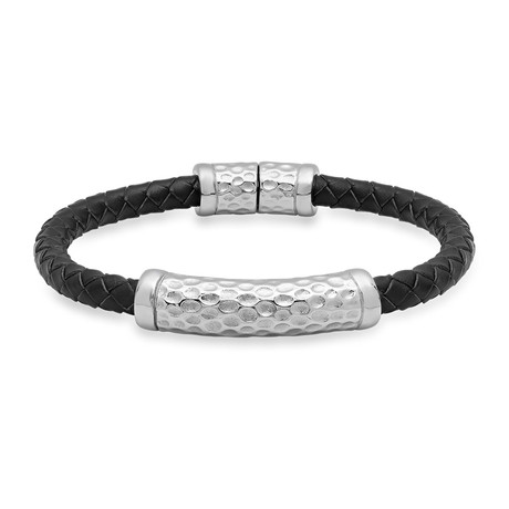 Dimpled Leather Bracelet // Black