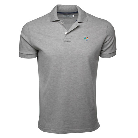 Secret Loop Short-Sleeve Polo // Heather Grey + Multi