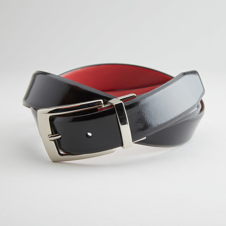 Textured Reversible Belt // Black + Red