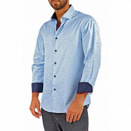 Snow Burst Long-Sleeve Button-Up Shirt // Light Blue