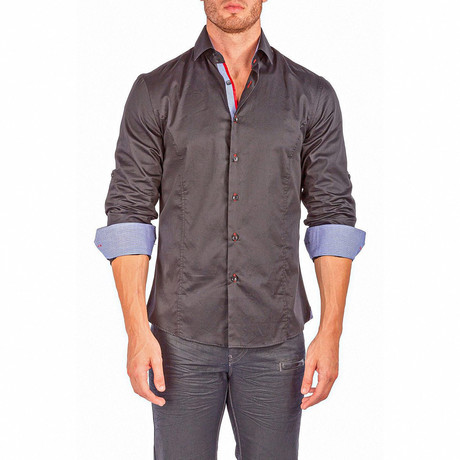 Solid Long-Sleeve Button-Up Shirt // Black