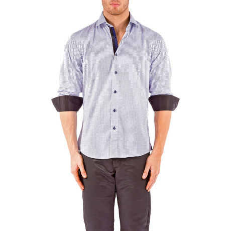 Medallion Long-Sleeve Button-Up Shirt // White