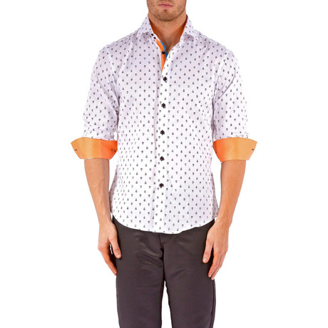 Drips Long-Sleeve Button-Up Shirt // White